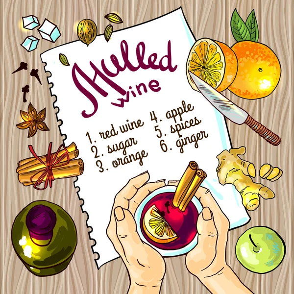 Ilustração vinho mulled —  Vetores de Stock