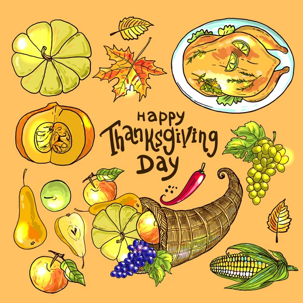 Thanksgiving day voedsel — Stockvector