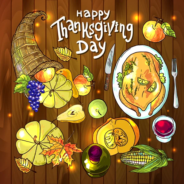Tacksägelsedagen mat — Stock vektor