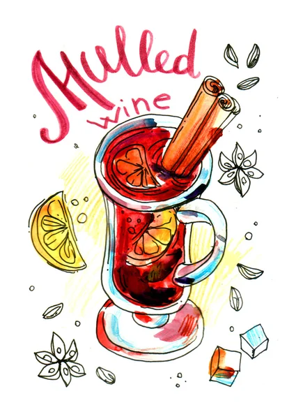 Glögg vin illustration — Stockfoto