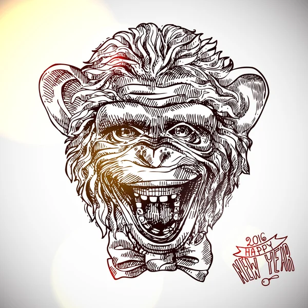 Sketch portret of monkey — Stock Vector