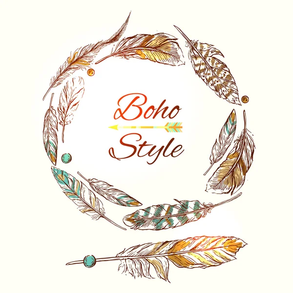 Federn Boho-Stil — Stockvektor