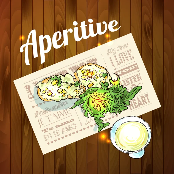 Aperitivo y aperitivo — Vector de stock