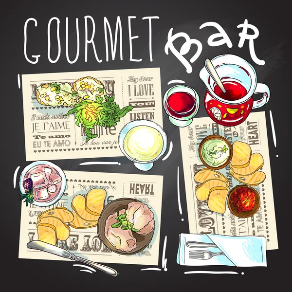 Illustrazione bar gourmet — Vettoriale Stock