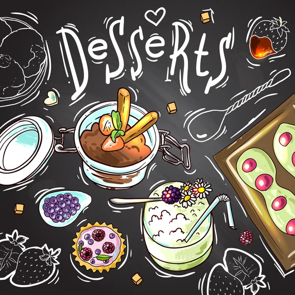 Dulces comida vista superior — Vector de stock