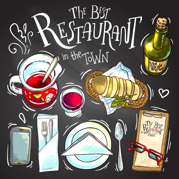 Restaurant Lebensmittel Illustration — Stockvektor