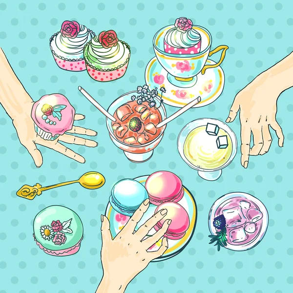 Σαμπάνια και γλυκά — 图库矢量图片