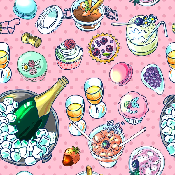 Arrière-plan avec champagne et bonbons — Image vectorielle