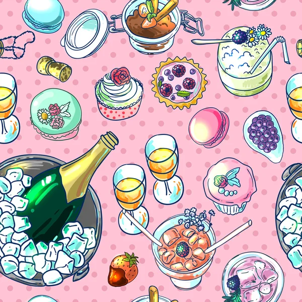 Background with champagne and sweets 