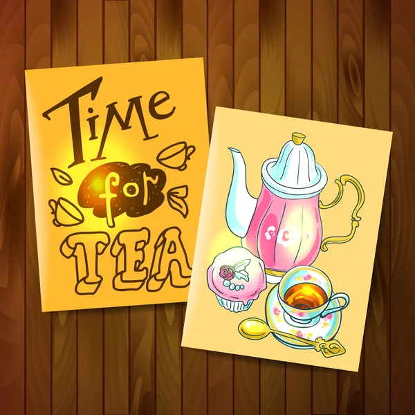 Ilustracja, herbata i słodycze — Wektor stockowy