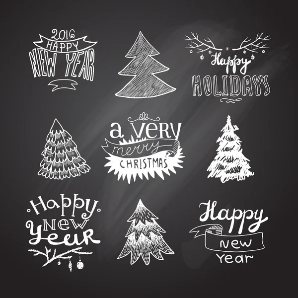 Sketches Christmas trees — Stock Vector