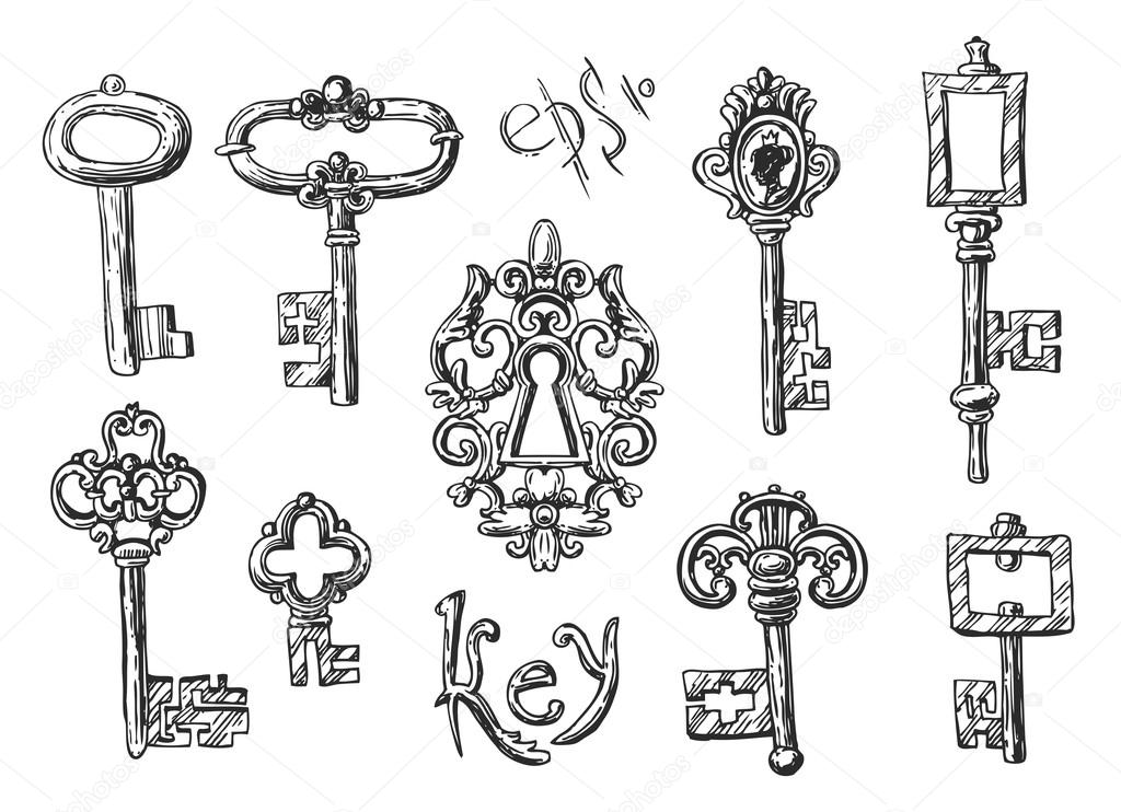 Download Sketch vintage key — Stock Vector © Margarita_87 #95037612