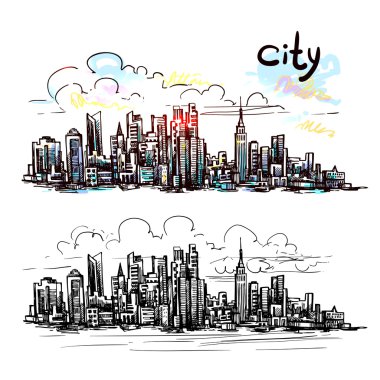 Şehir sketch vektör