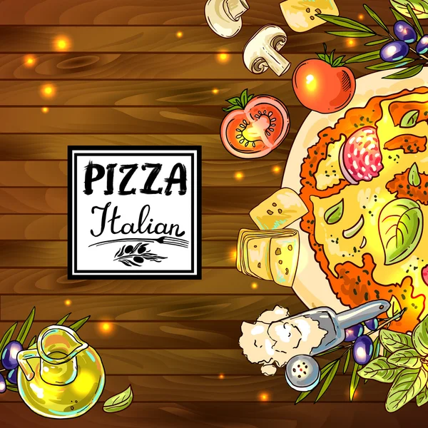 Receta de pizza italiana — Vector de stock