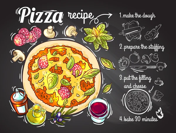 Italiensk pizza recept — Stock vektor