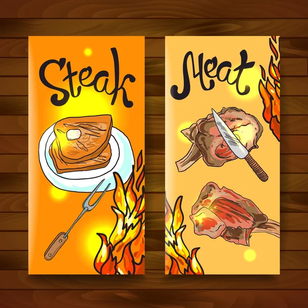 Steak and meat — Stock Vector