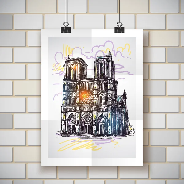 Notre Dame de Paris-ban. — Stock Vector