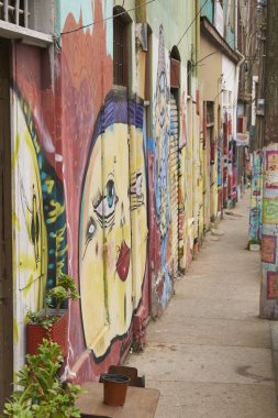 Renkli bağlantı noktası şehir Valparaiso Şili