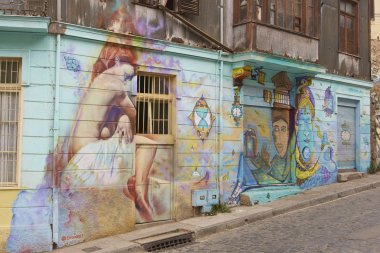 Renkli bağlantı noktası şehir Valparaiso Şili