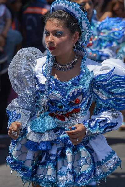 Arica Chile Janeiro 2016 Mulheres Grupo Dança Caporal Apresentando Anual — Fotografia de Stock