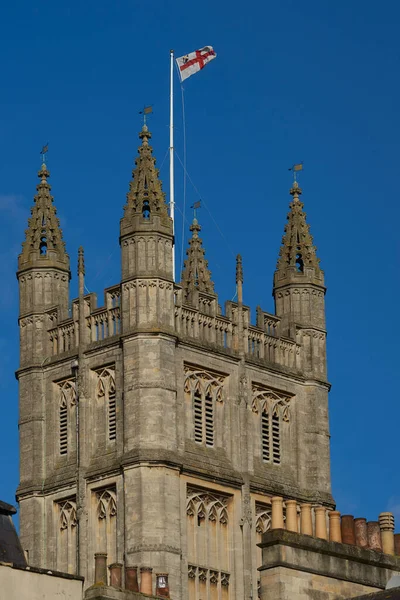 巴斯修道院塔楼主楼 英国历史名城巴斯的16世纪教堂 — 图库照片