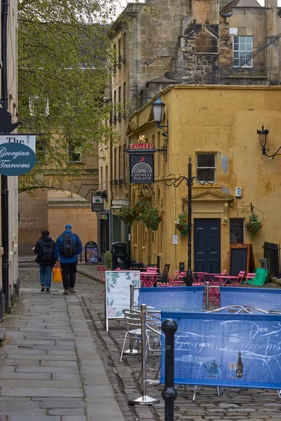 Bath Angleterre Avril 2021 Tables Chaises Installées Extérieur Des Cafés — Photo