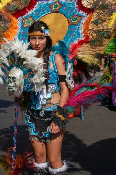 Arica Chile Styczeń 2016 Tancerze Tobasa Tradycyjnym Stroju Andyjskim Występujący — Zdjęcie stockowe
