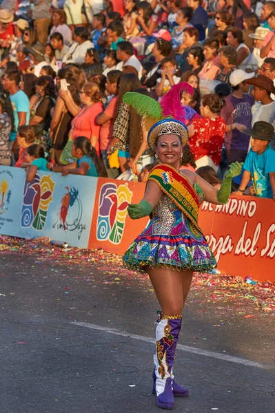 Arica Chile Janeiro 2016 Grupo Dança Morenada Que Realiza Uma — Fotografia de Stock