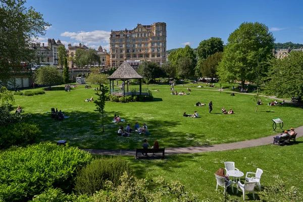 Bath Somerset Wielka Brytania Czerwca 2021 Parade Gardens Historycznym Mieście — Zdjęcie stockowe