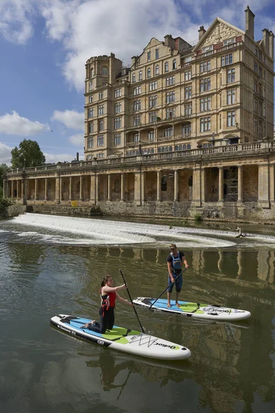 Bath Regno Unito Giugno 2021 Paddle Boarding Sul Fiume Avon — Foto Stock