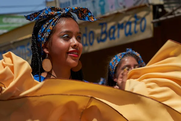 Arica Chile Január 2016 Csoport Táncosok Afrika Származású Afrodescendiente Előadók — Stock Fotó