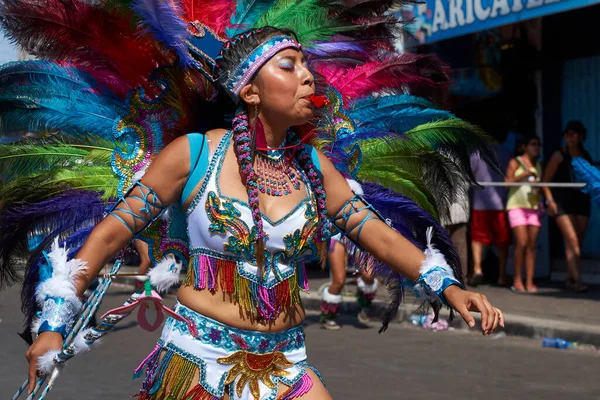 Arica Chile Januar 2016 Tobas Tänzer Traditioneller Andentracht Beim Jährlichen — Stockfoto