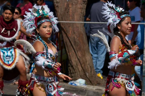 Arica Chile Januar 2016 Tobas Tänzer Traditioneller Andentracht Beim Jährlichen — Stockfoto