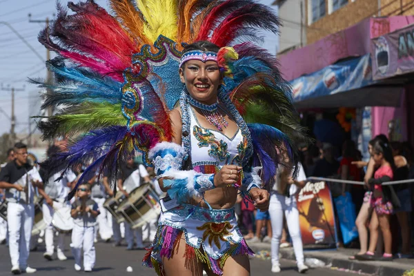 Arica Kind Januari 2016 Tobasdansers Traditioneel Andeskostuum Treden Tijdens Het — Stockfoto