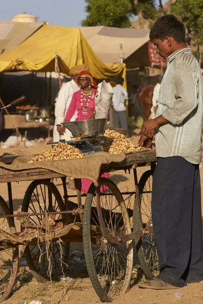 Pushkar Rajastán India Noviembre 2008 Comida Callejera Feria Anual Pushkar — Foto de Stock