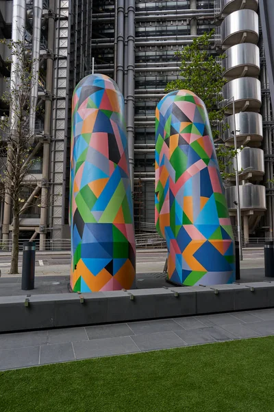 Londyn Wielka Brytania Czerwca 2021 Kolorowe Posągi Biznesowej Dzielnicy City — Zdjęcie stockowe