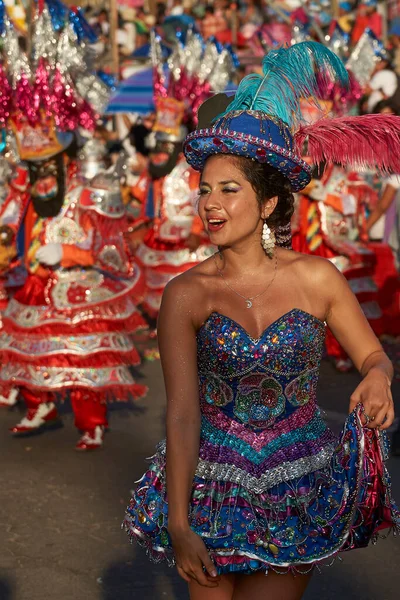 Arica Chile Janeiro 2016 Grupo Dança Morenada Que Realiza Uma — Fotografia de Stock