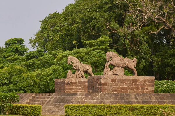 Staty Krigshästar Vid Det Antika Surya Hinduiska Templet Vid Konark — Stockfoto