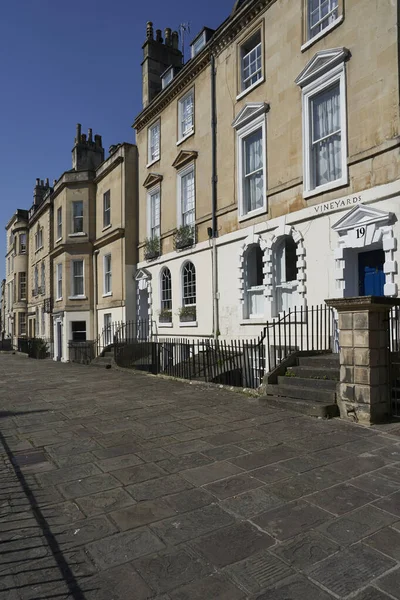 Bath Verenigd Koninkrijk Juli 2021 Historische Gebouwen Langs Paragon Een — Stockfoto