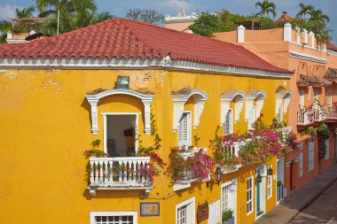 Cartagena de Indias renkli binalar
