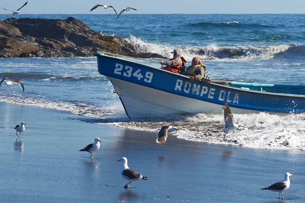 Fischerboot kommt an Land — Stockfoto