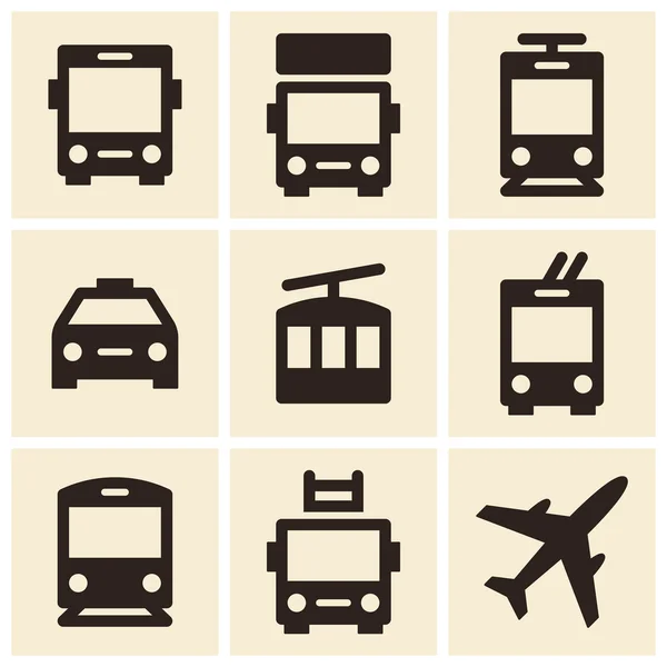 Public transport icons isolated on white background — Stock Vector