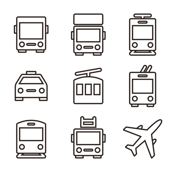 Public transport icons isolated on white background — Stock Vector