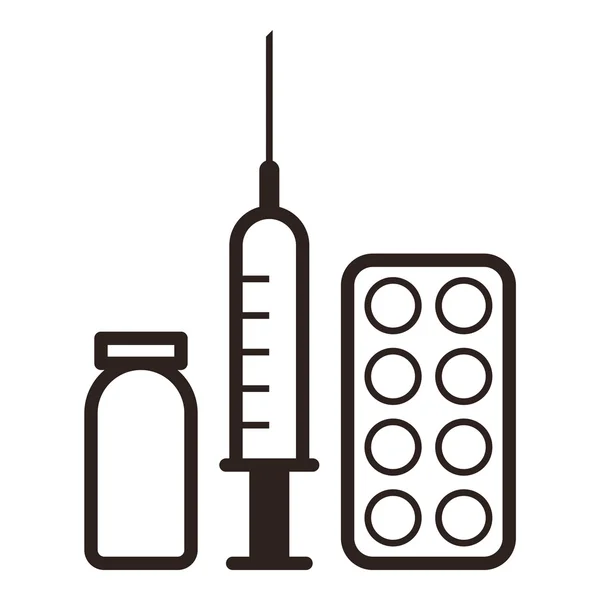 Medicine, ampoule and syringe icon — Stock Vector