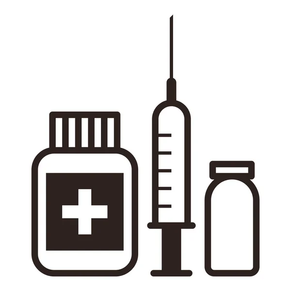 Medicine, ampoule and syringe icon — Stock Vector
