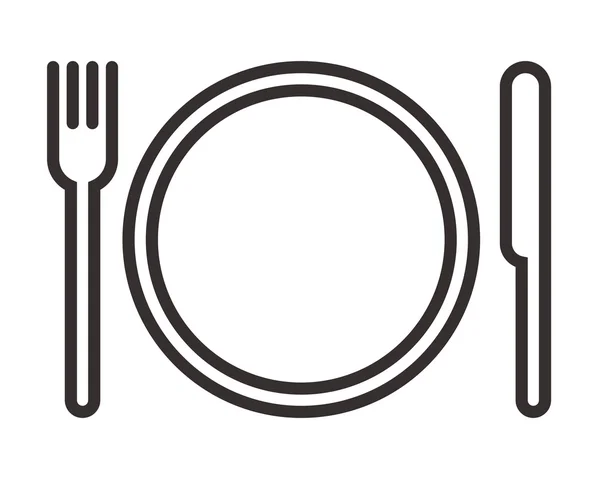 皿、ナイフとフォークのサイン — ストックベクタ