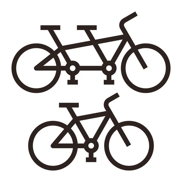 Fiets Tandem Fiets Pictogram Geïsoleerd Witte Backgroun — Stockvector