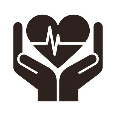 Kalbi tutan iki el - kavramsal tasarım. Sağlık hizmeti simgesi