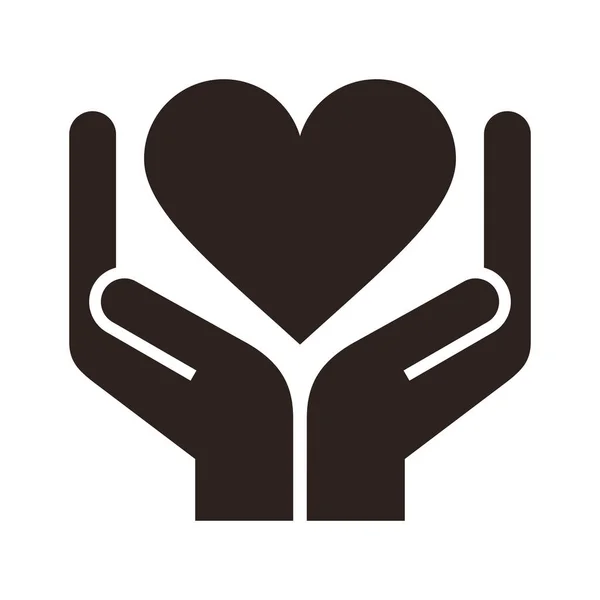 Две Руки Держащие Сердце Концептуальный Дизайн Значок Медицинского Обслуживания — стоковый вектор