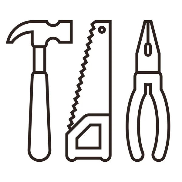 Hammer Saw Pliers Tools Icon — Stock Vector